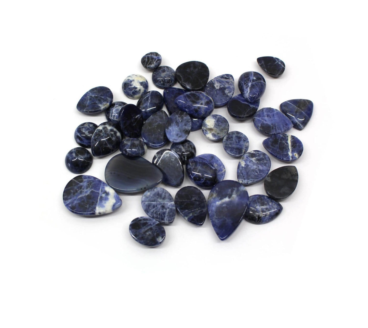 1/4 pound of blue sodalite mixed shapes cabochons