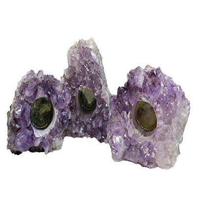 Picture of three amethyst candle holders 