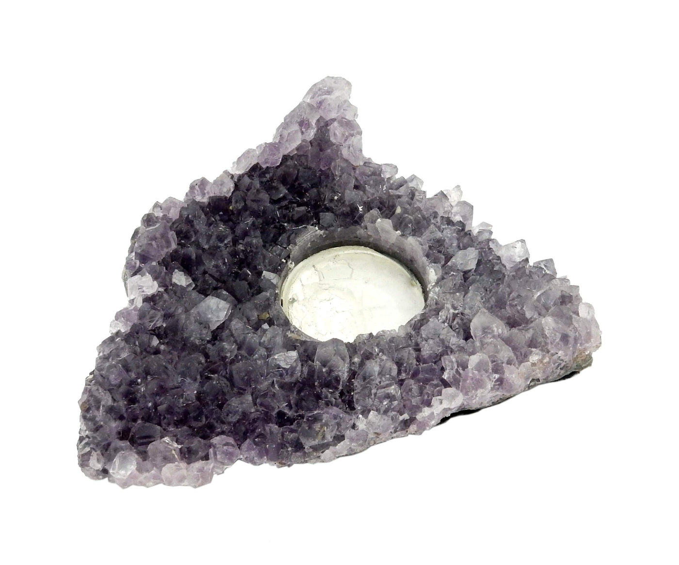 One amethyst candle holder on a white background.