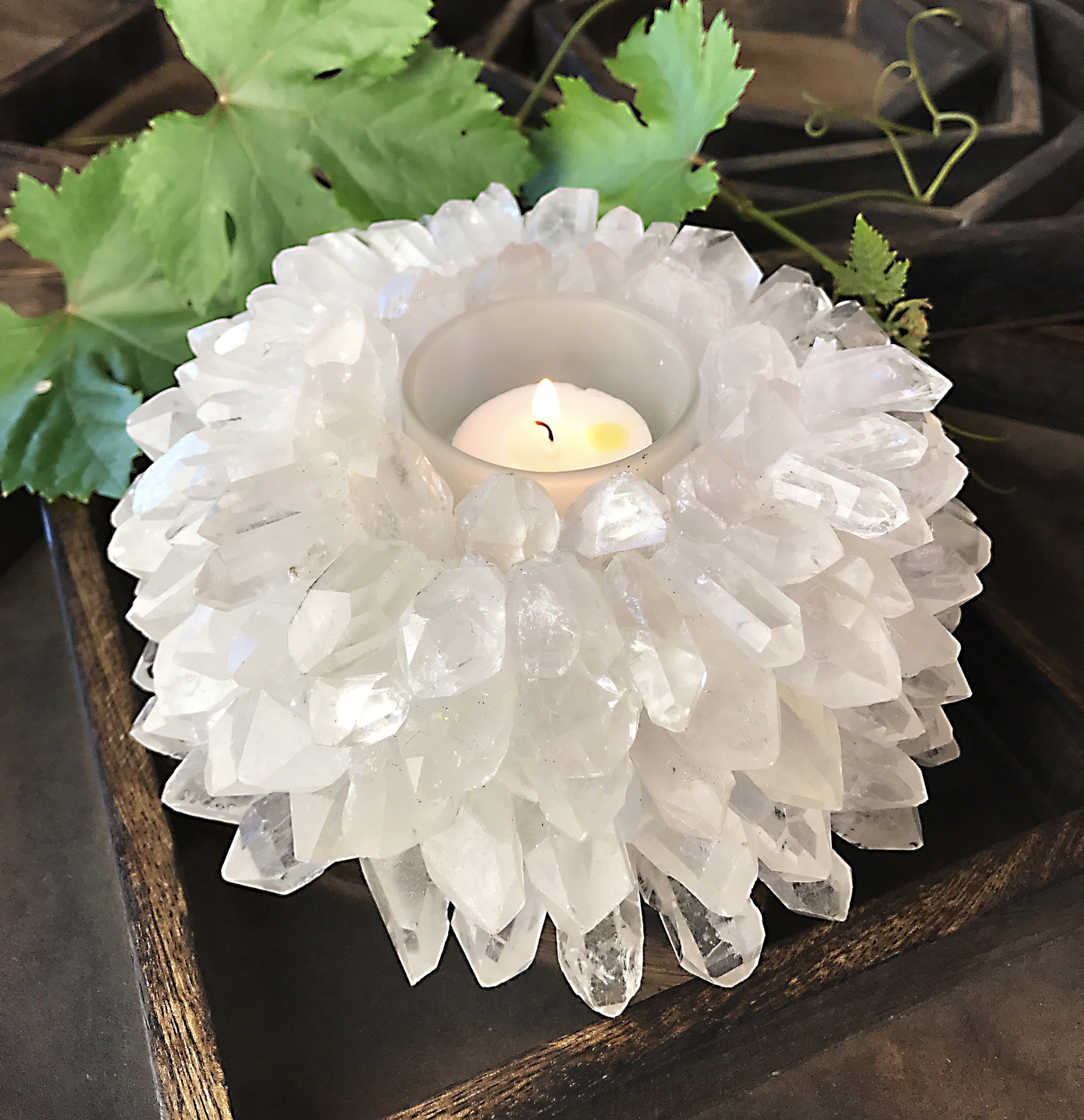 Large Clear Crystal Point Candle Holder – Rock Paradise
