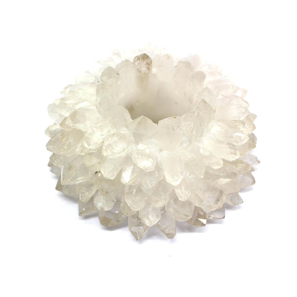 Glued point crystal candle holder on a white background.