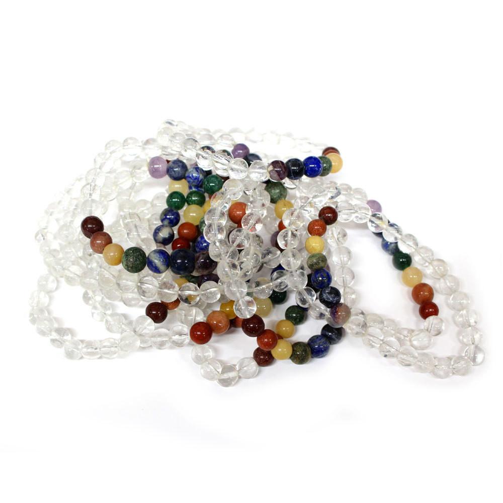 chakra bracelets in a pile
