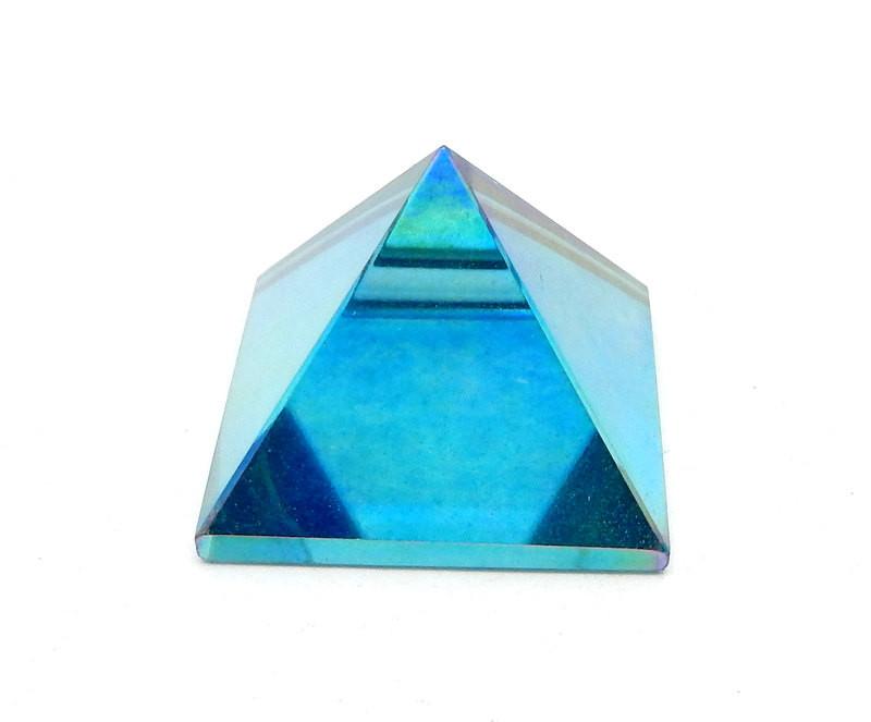 close up of the aqua aura pyramids 