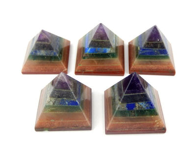 multiple chakra pyramids displayed to show the slight differences in the sizes available 