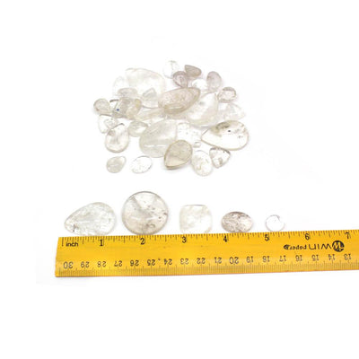 ruler displayed with clear crystal cabochons for size reference