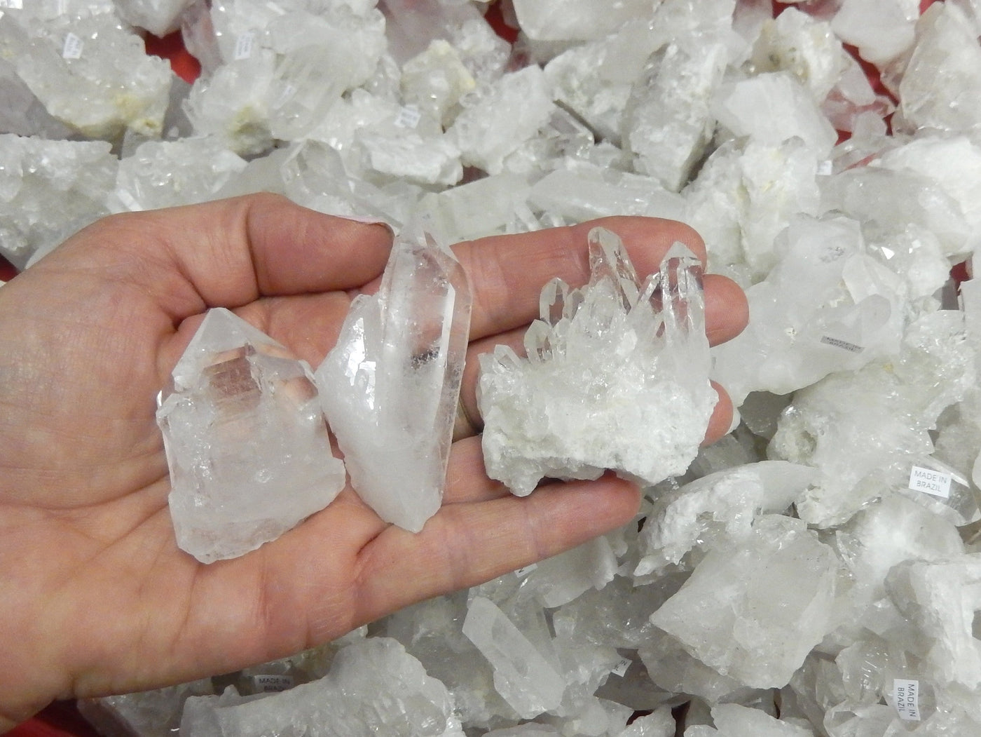 Crystal Cluster - Crystal Quartz Cluster - ONE (1) Gorgeous Clear Crystal Quartz Point - 3 in a hand