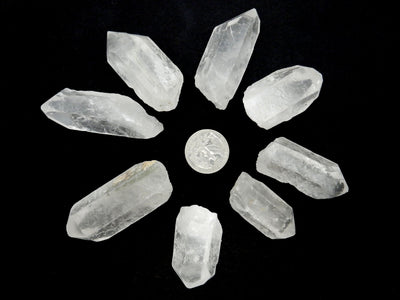 crystals around a quarter