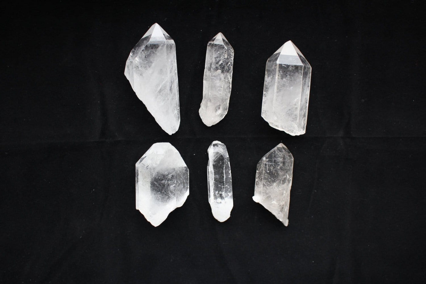 Six Crystal Point 5-8cm on a black background