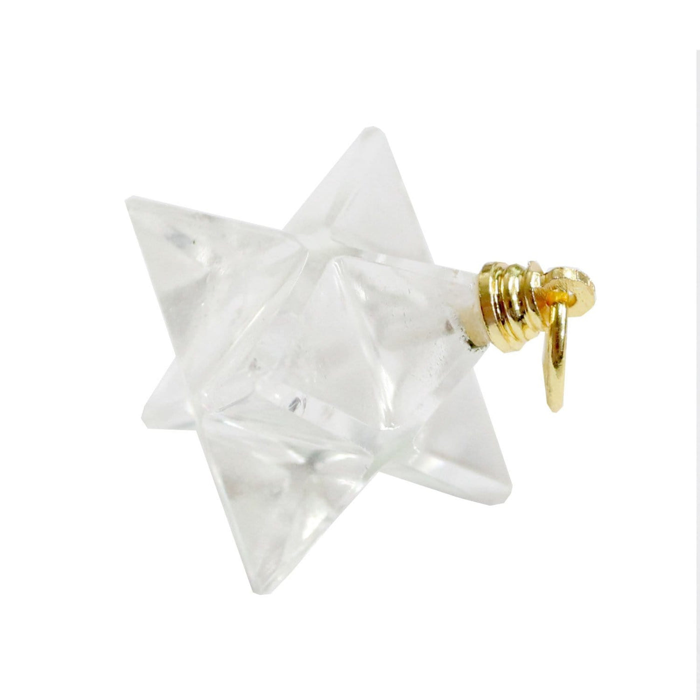 crystal quartz merkaba star pendant on white background