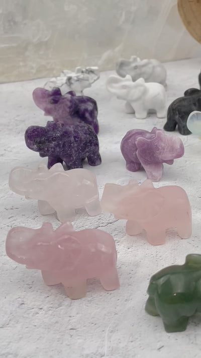 Gemstone Carved Elephants - You Choose Stone