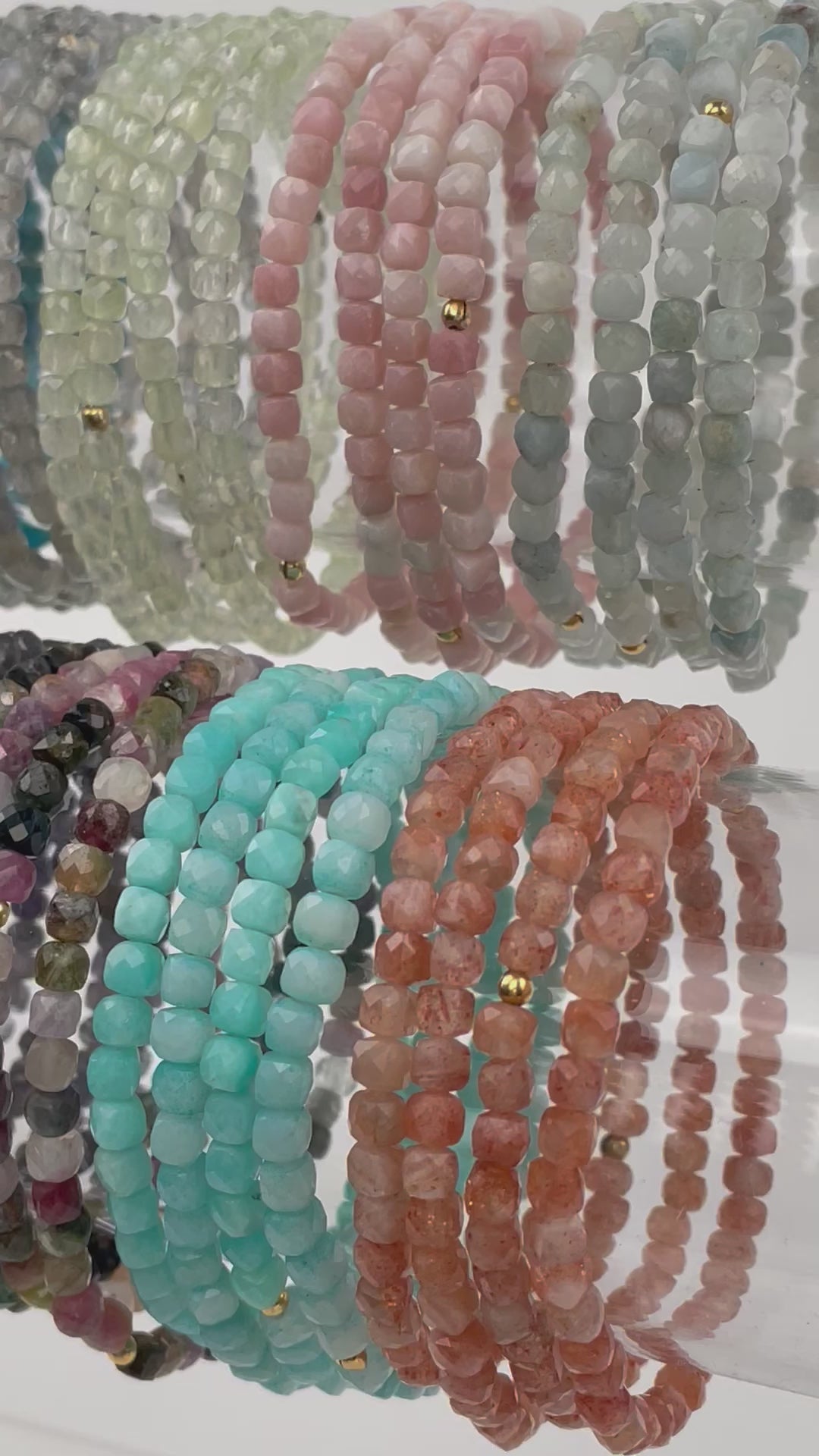 Gemstone Bracelets - 4mm - Faceted Cube High Quality