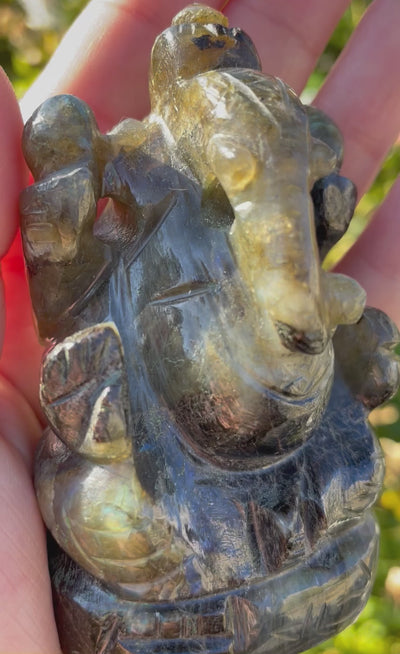 Hand carved Labradorite Buddha and Ganesha - You Choose -