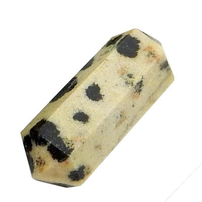Single Petite Dalmatian Jasper Double Terminated Pencil Point close up