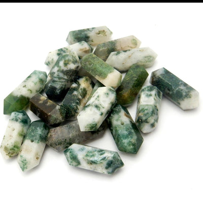 Bundle of Petite Moss Agate Double Terminated Pencil Point in Beautiful shades of green mixed with white