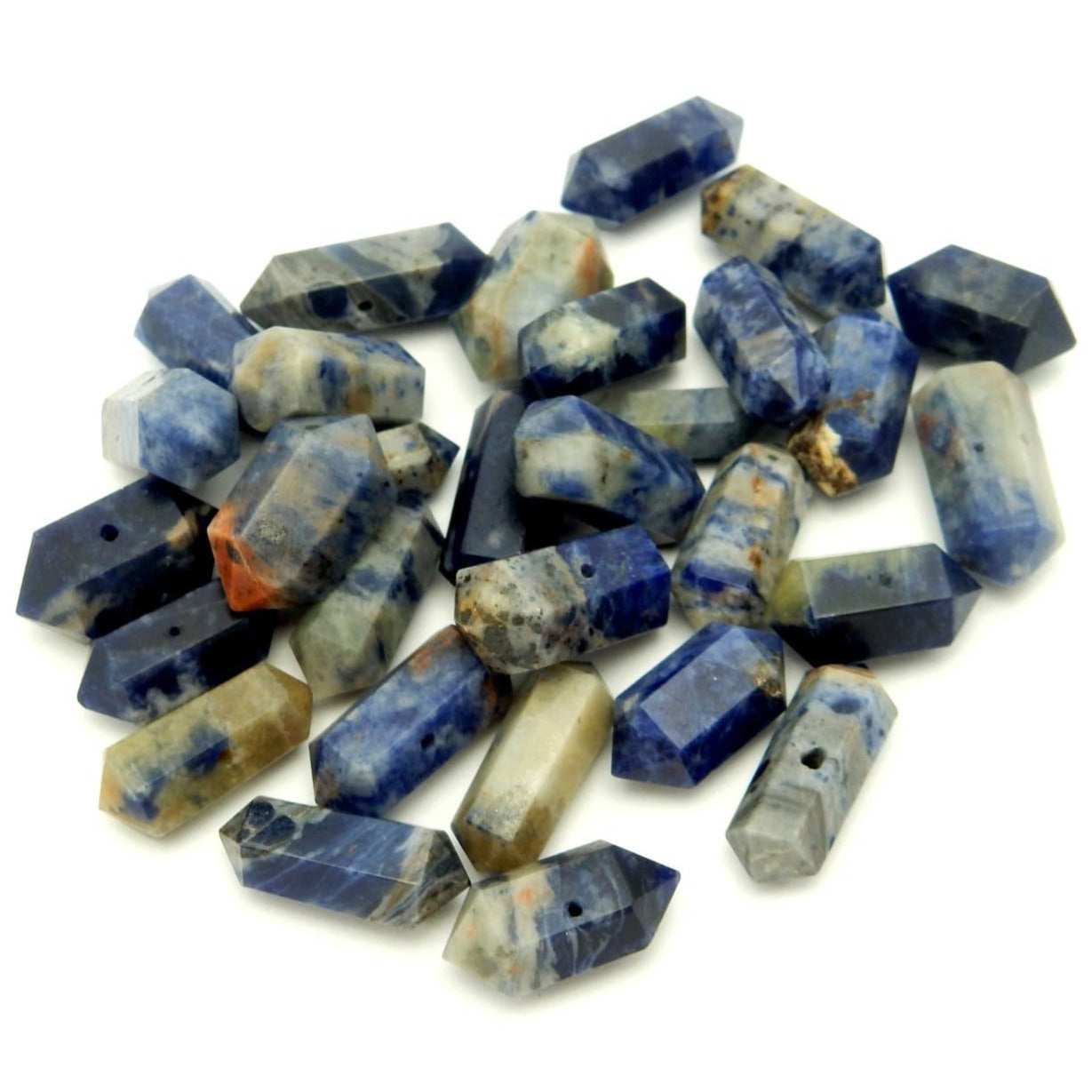 Petite Sodalite Double Terminated Pencil Point Center Drilled Bead in a bundle 