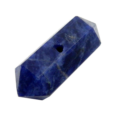 Single Petite Sodalite Double Terminated Pencil Point Center Drilled Bead close up view