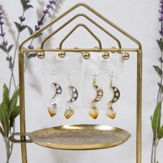citrine gemstone earrings available in silver or gold