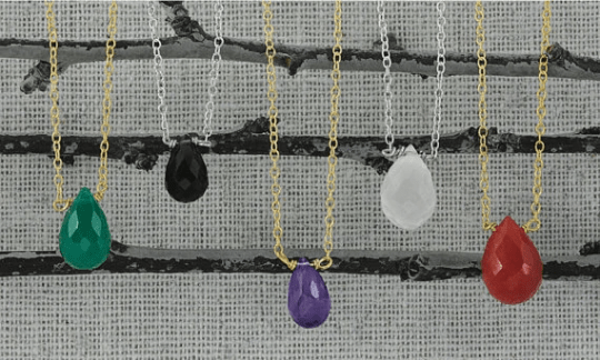 gemstone delight drop necklace available in silver or gold