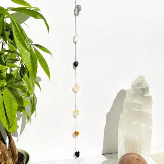 tumbled chakra wall hanging on a wall is sacred space