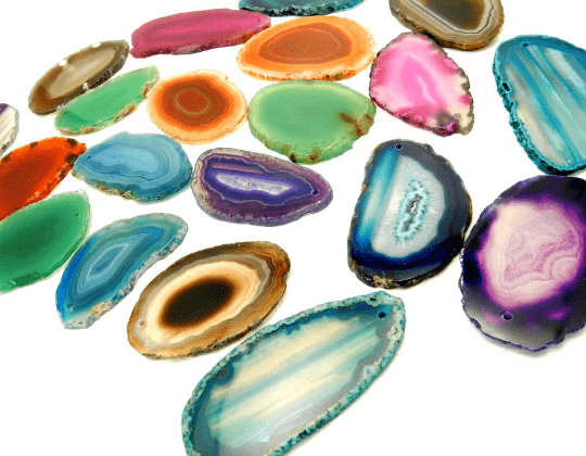 Agate Slices -Top Drilled - Size #000 & 00 - Art Projects Supplies - Brazilian Agate ( 3Brownshelf)