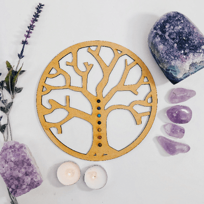 Tree of Life with 7 Chakra Stone Accents Display