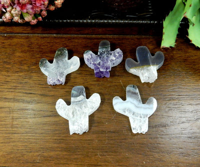 amethyst cactus cabochons with decorations in the background