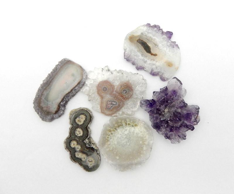 6 pieces of a Druzy Amethyst Stalactite in different shades of Purple