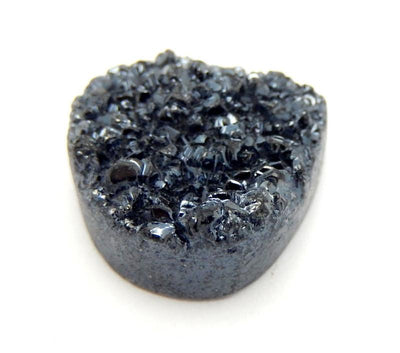 1 Teardrop Druzy bead in Black with a drilled side view for thickness 
