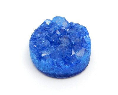up close of the blue round shaped druzy stone