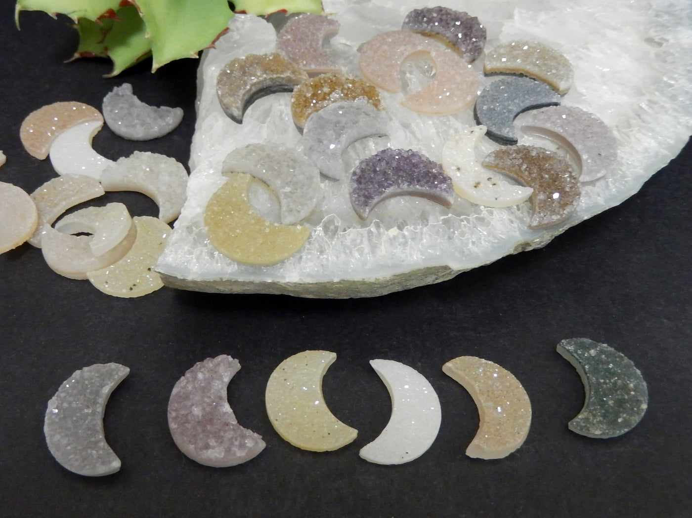 Druzy Moon Cabochons with other decorations