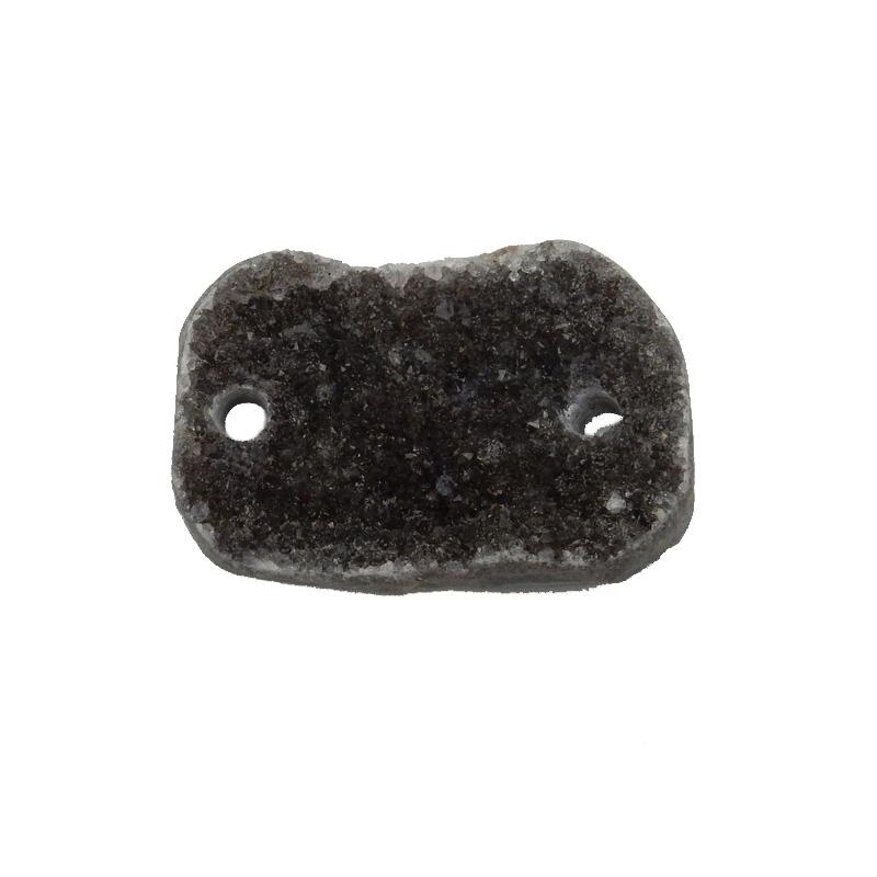 Dark Druzy Double Side Center Drilled Bead - close up of one