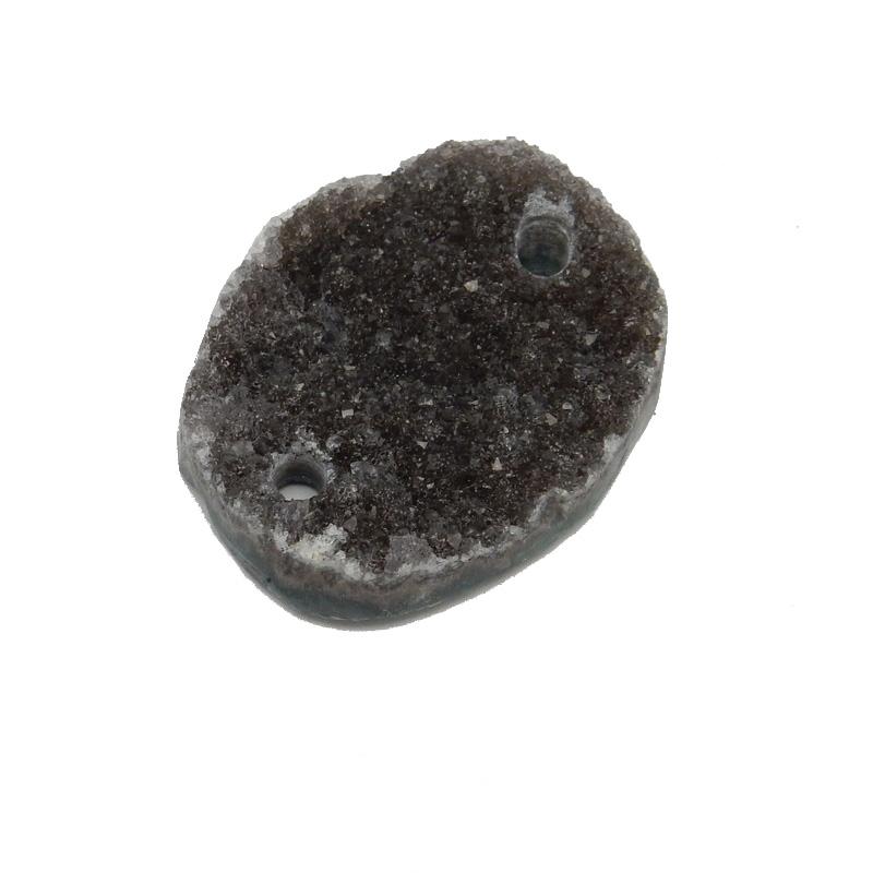 Close Up of Dark Druzy Double Side Center Drilled Bead  - close up of one