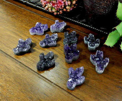 multiple druzy cactus displayed to show color and natural texture variations