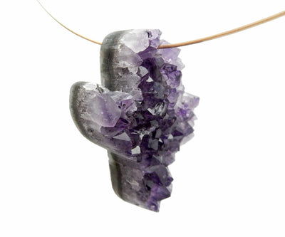 Druzy Amethyst Cactus Drilled top center with a wire through the hole for sample viewing