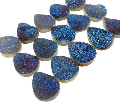 side view of the Blue Teardrop Shaped Druzy Cabochons for thickness reference