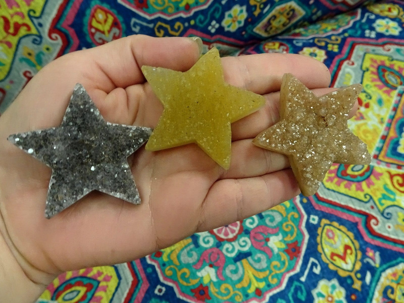 druzy stars - 3 in a hand