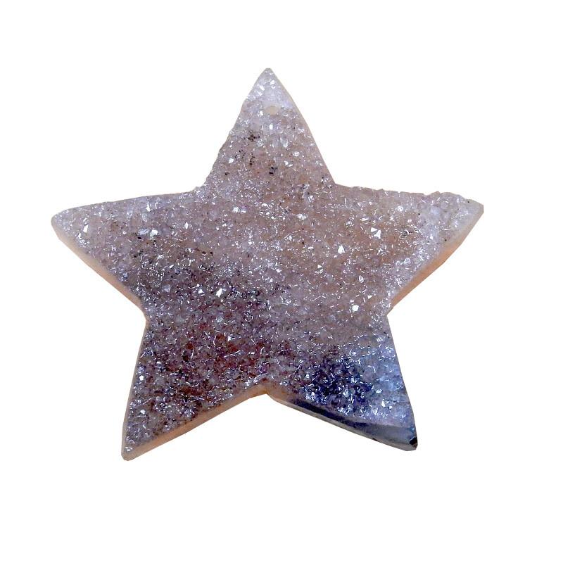 up close shot of druzy star bead on white background