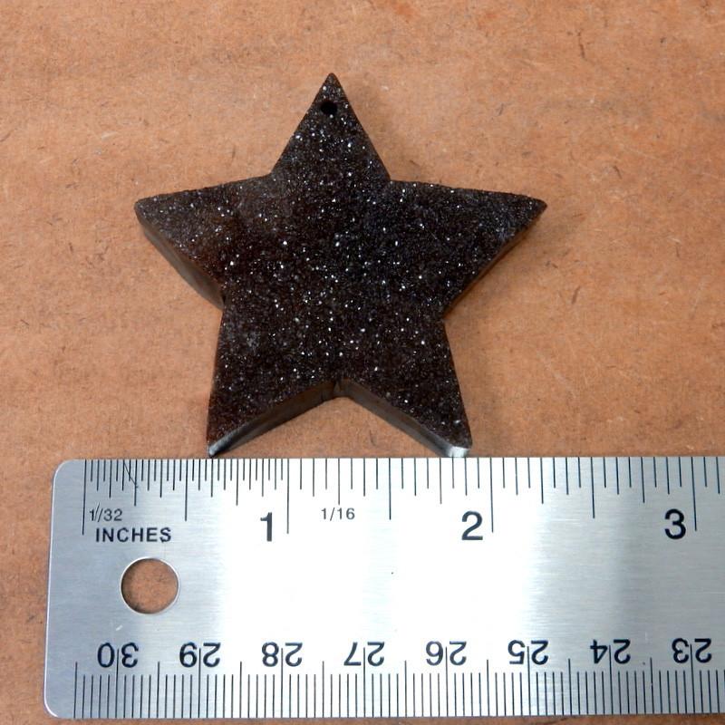 druzy star bead next to ruler for size reference 