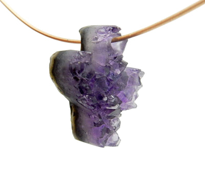 Single Petite Druzy Amethyst Cactus Cabochon top center drilled bead with string through the drilled hole (string not included) 