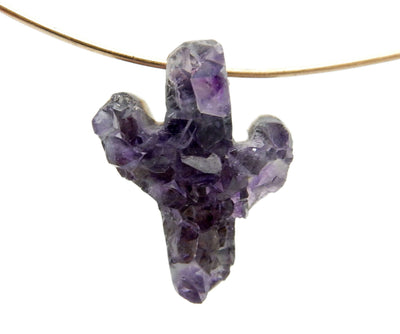 Single Petite Druzy Amethyst Cactus Cabochon with string through the drilled hole (string not included)
