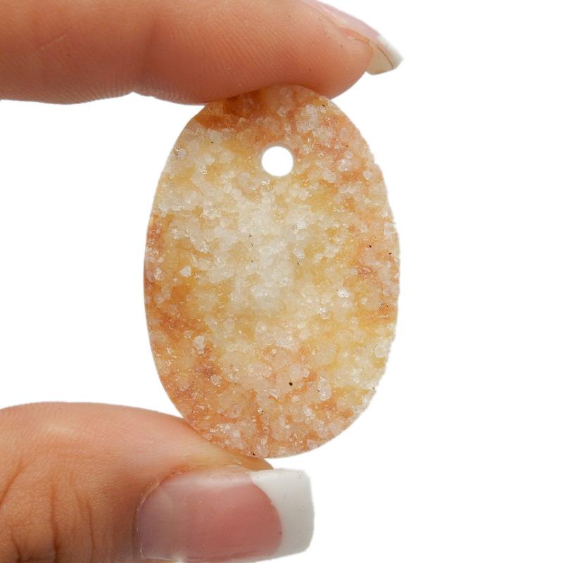 1 Two-Toned Druzy Freeform - Top Center Drilled Bead in hand to show size 