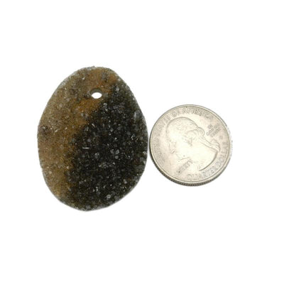 1 Two-Toned Druzy Freeform - Top Center Drilled Bead next to quarter to show size