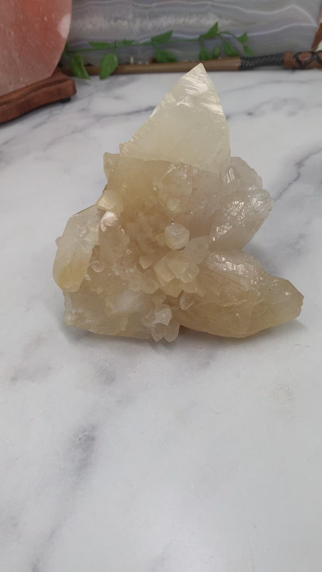video of calcite cluster on marble background