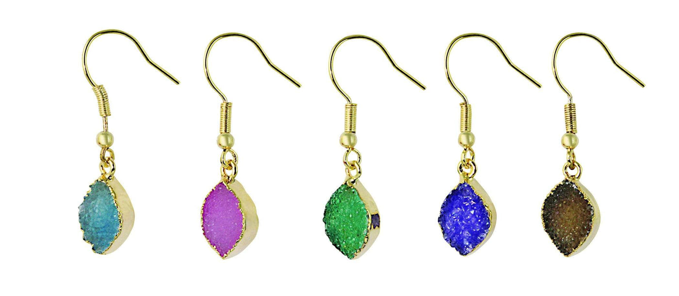 5 colors of marquise earrings in a row