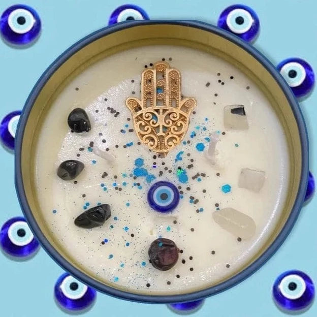 EVIL EYE 🧿 PROTECTION CANDLE - inside view of candle 