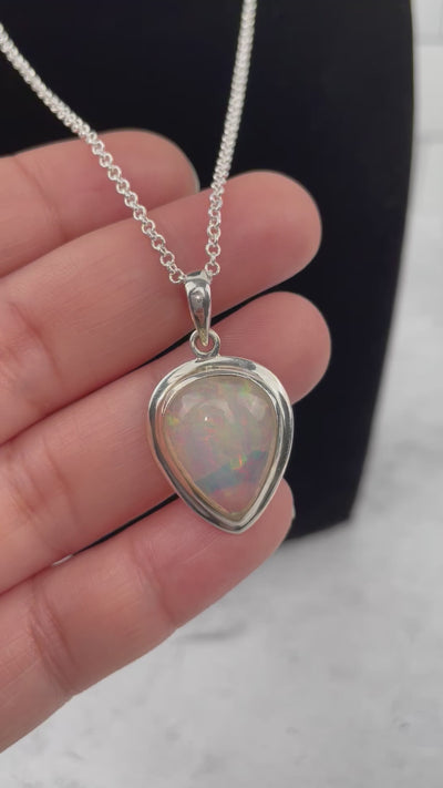 Ethiopian Opal Necklace - Sterling Silver -