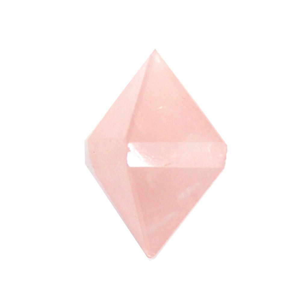 Rose Quartz Diamond Shaped Stone on white background