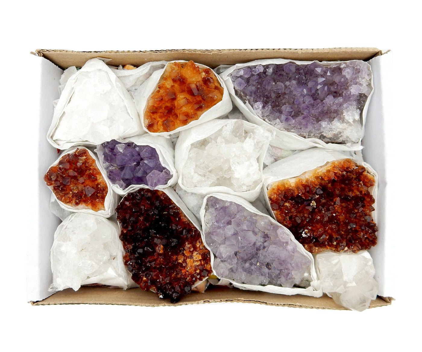 Flat Boxes - Amethyst Citrine And Crystal Cluster Flat Box - top view