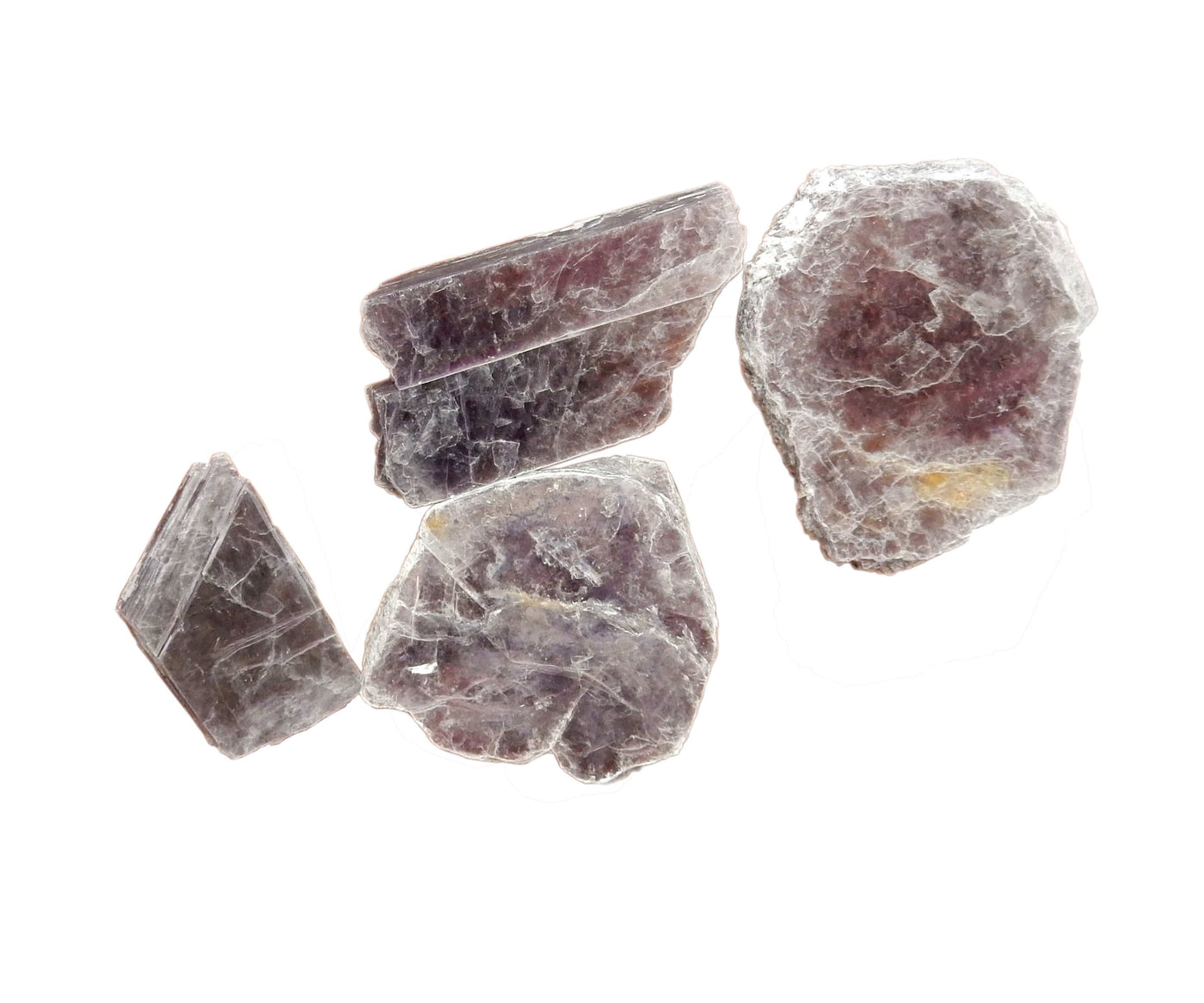 4 different sizes of the lepidolite Mica stones to show how the stones may vary