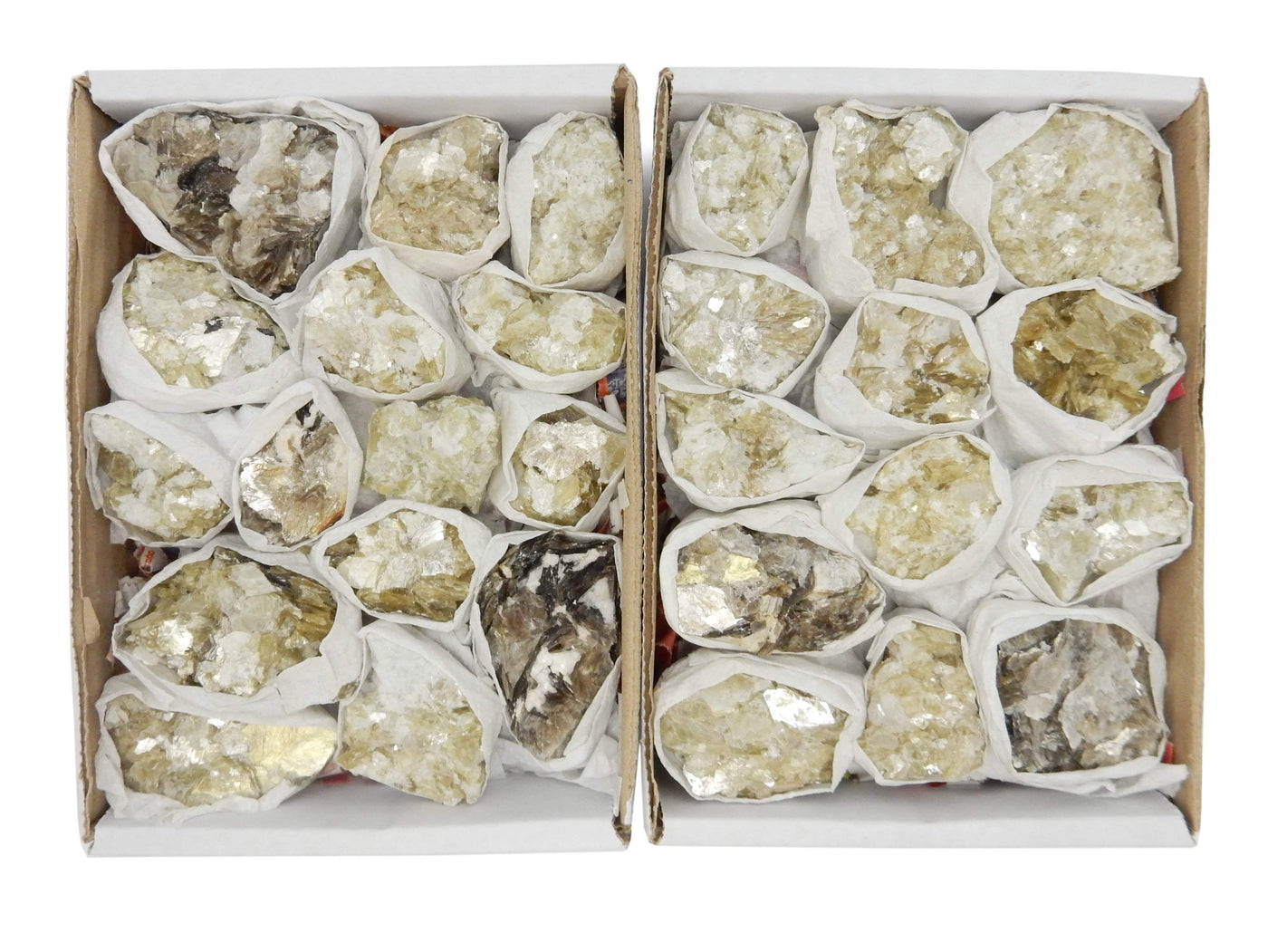 star mica cluster boxes on white background